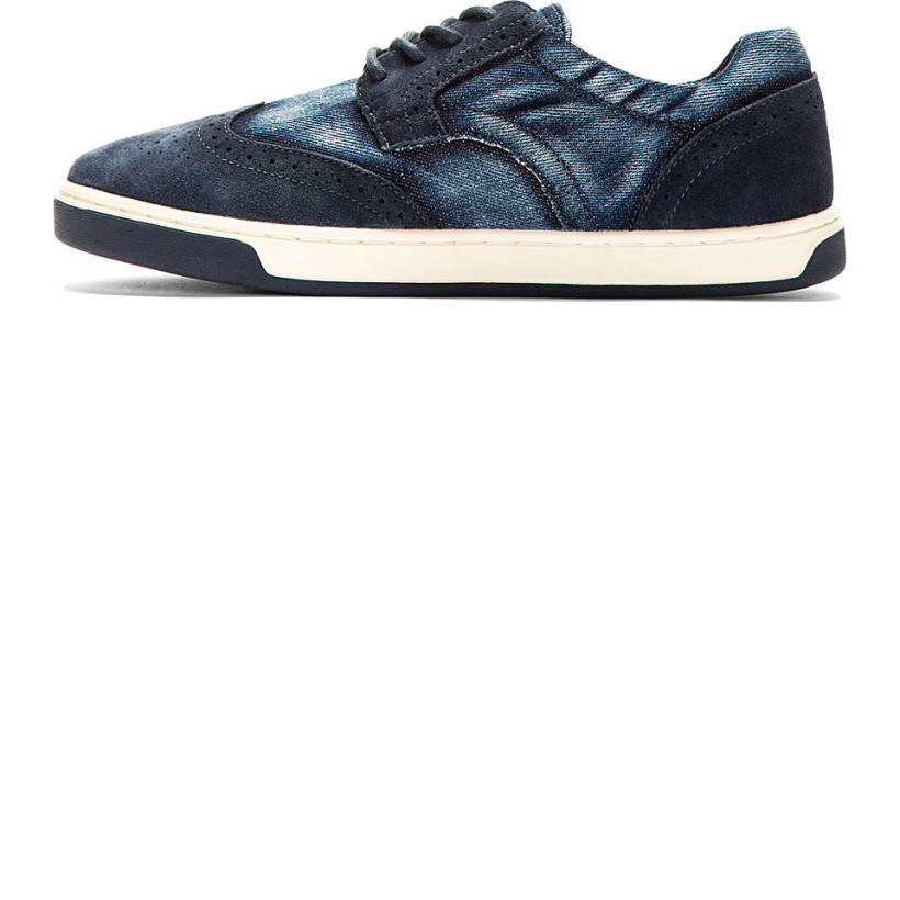 Diesel Blue Denim & Suede Prime Time Brogued Sneakers