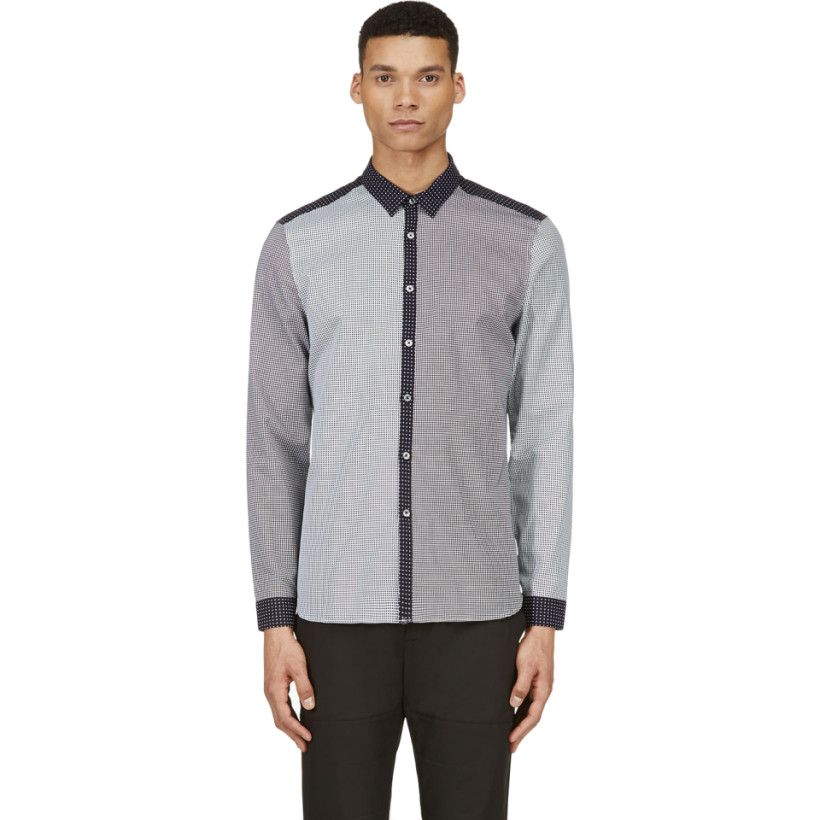 Paul Smith London Navy & White Jacquard Kensington Shirt