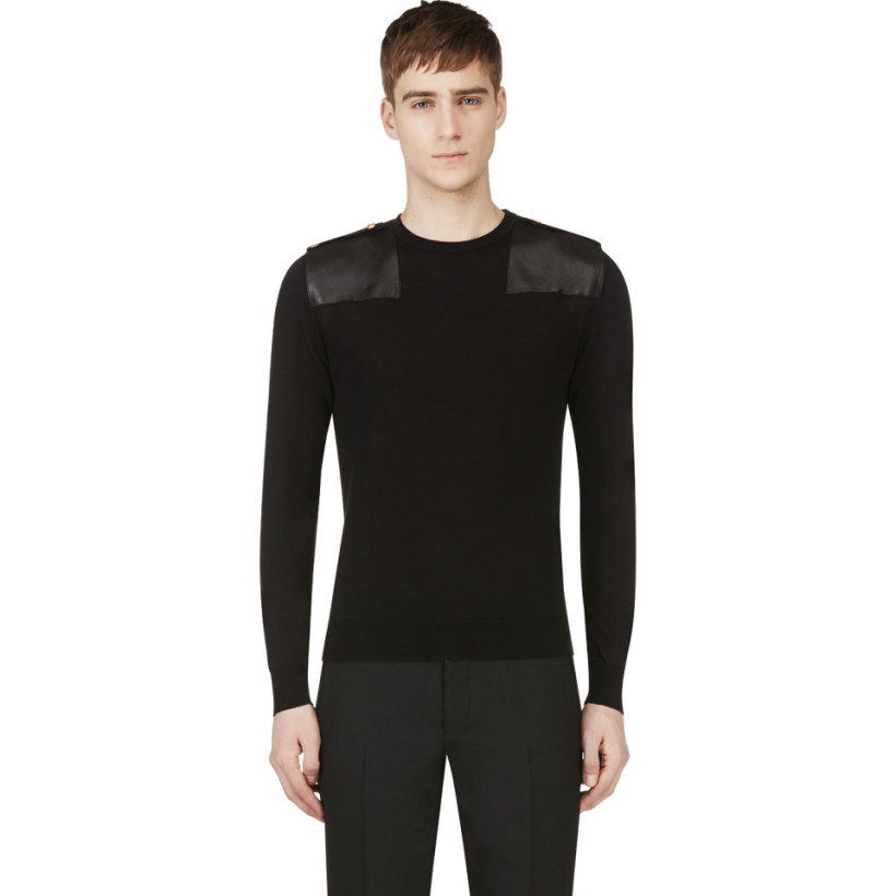 Versus Black Leather Patch Sweater