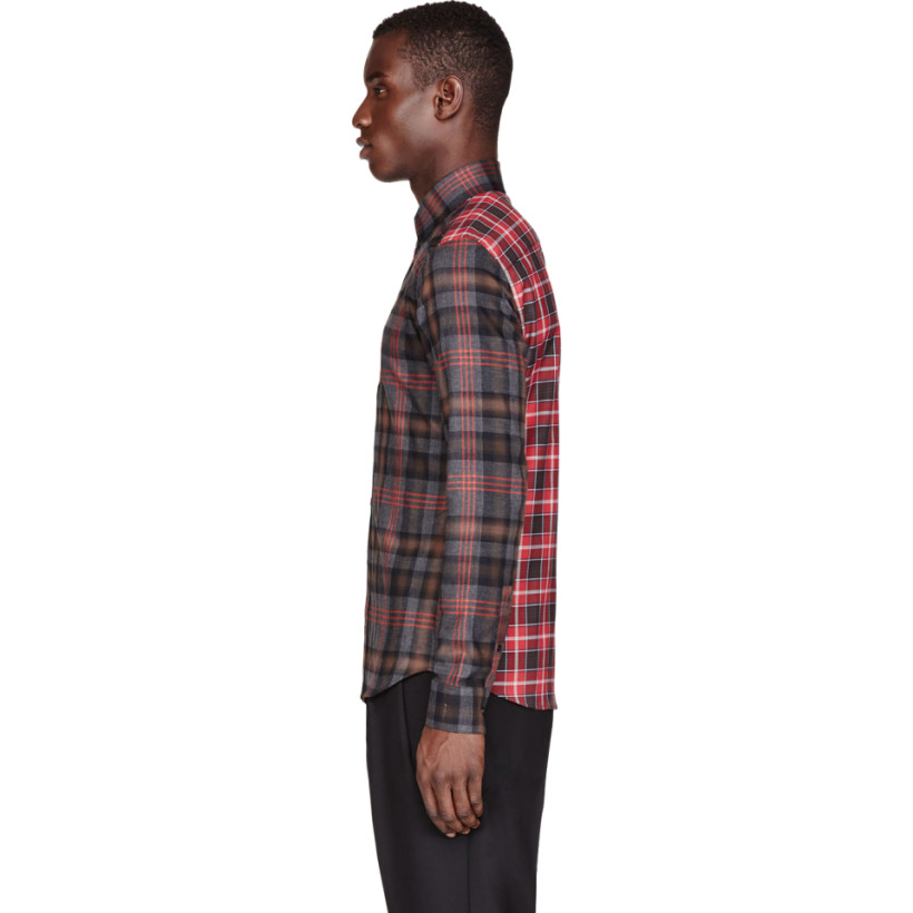 Givenchy Red & Grey Plaid Shirt