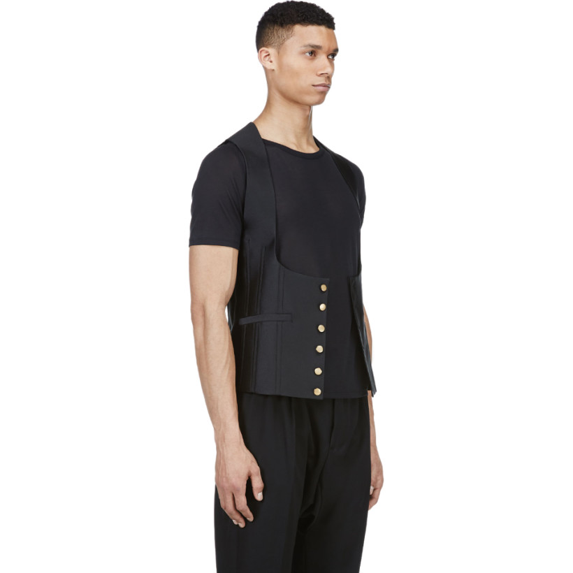 Alexander McQueen Black Contoured Scoop Neck Vest