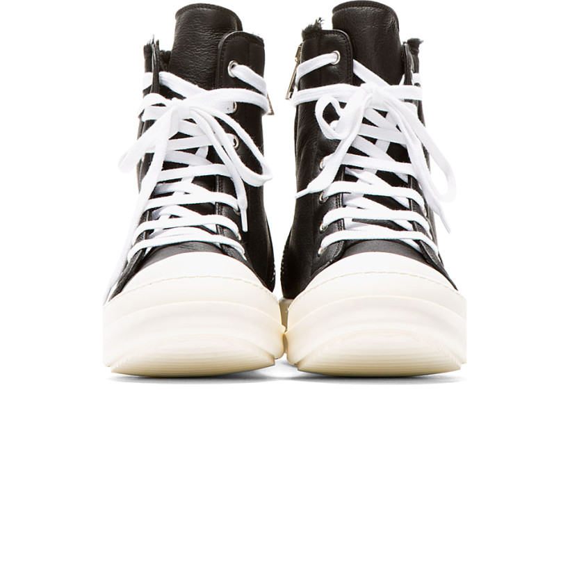 Rick Owens Black Shearling Ramones Sneakers