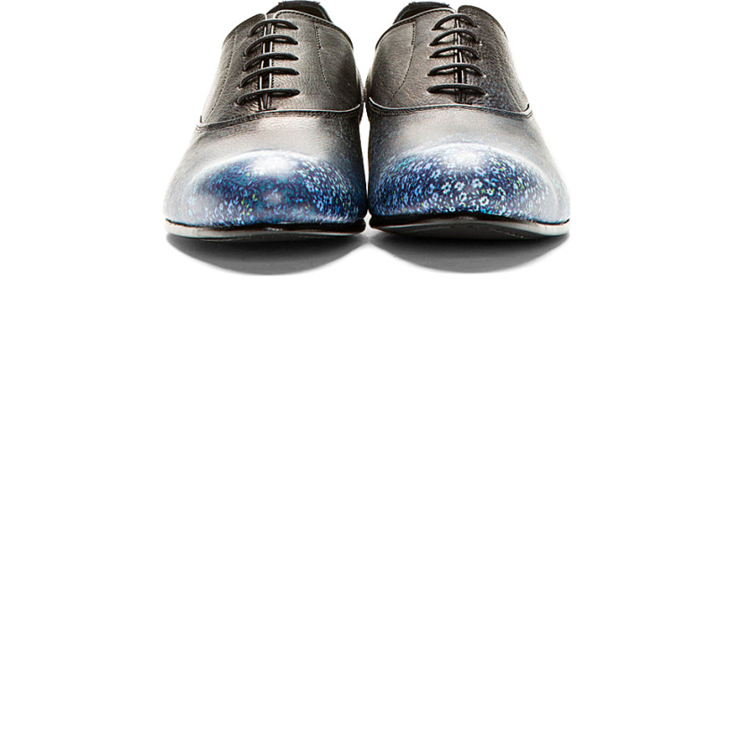 Miharayasuhiro Blue Floral Printed Saddle Shoes