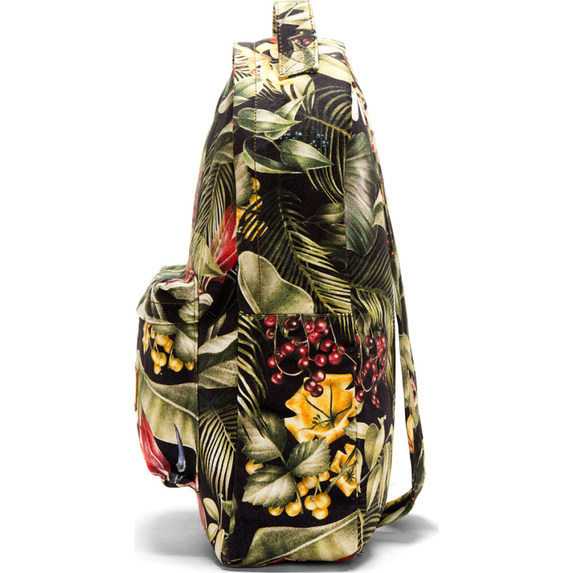 Ami Green Botanical Print Canvas Backpack