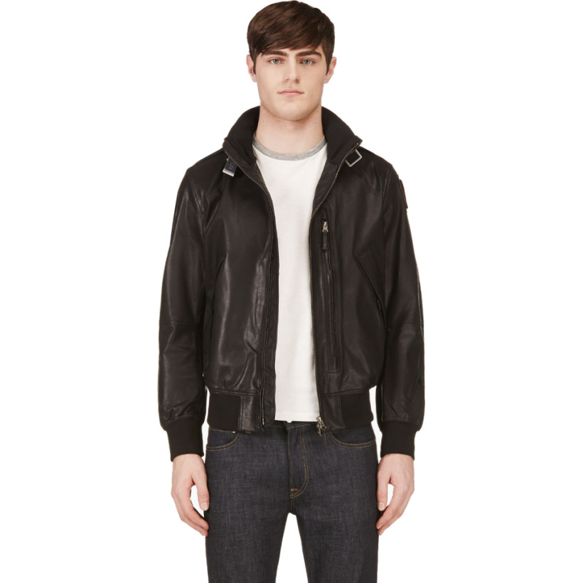 Parajumpers Black Leather Passport Jacket