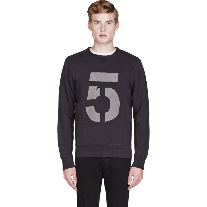 Rag & Bone Washed Black Number Sweatshirt