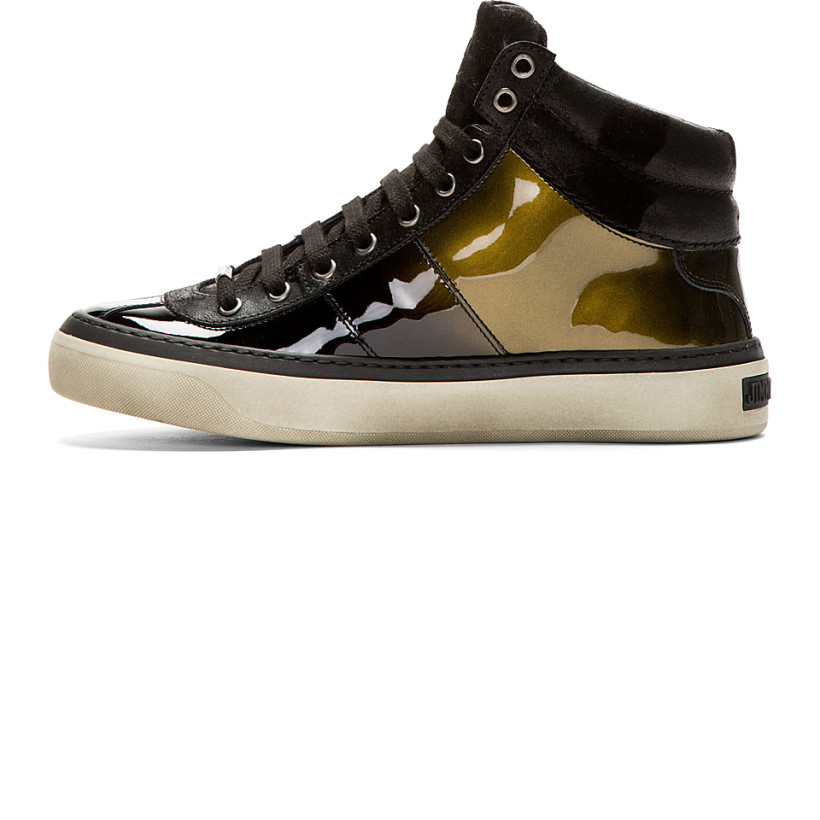 Jimmy Choo Black Patent Leather Belgravia High Top Sneakers