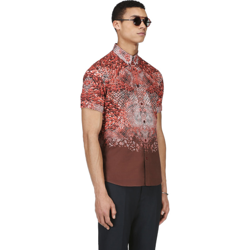 Alexander McQueen Red Python Print Button Down Shirt