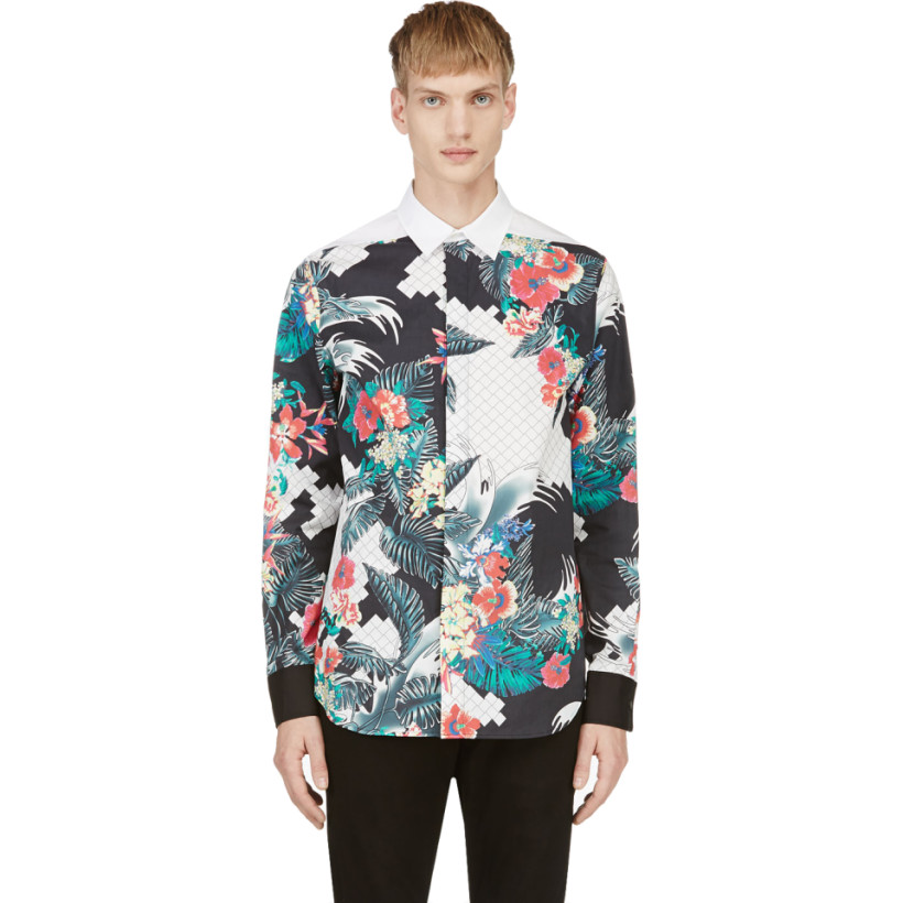 Phillip Lim Navy Tropical Print Shirt