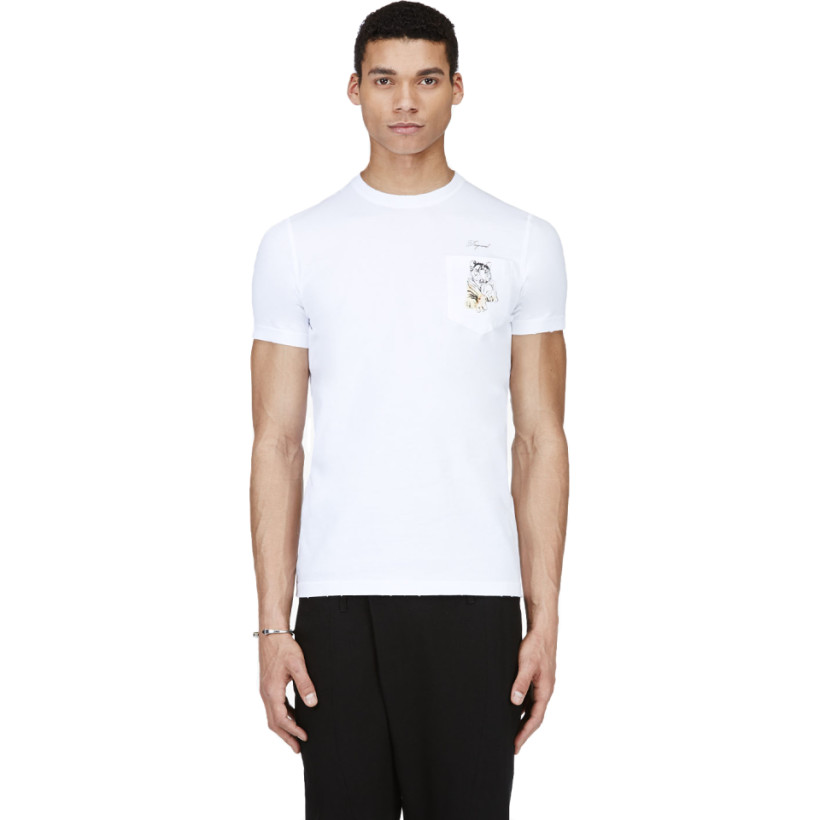 Dsquared2 White Tiger Pocket T Shirt