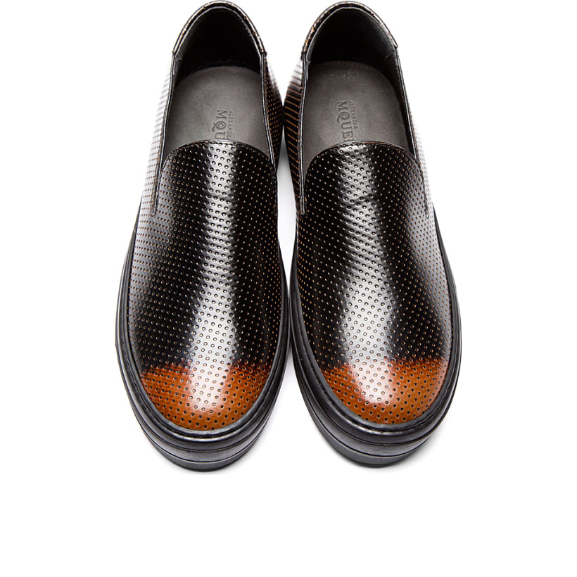 Alexander McQueen Tan & Leather Embossed Slip On Loafers