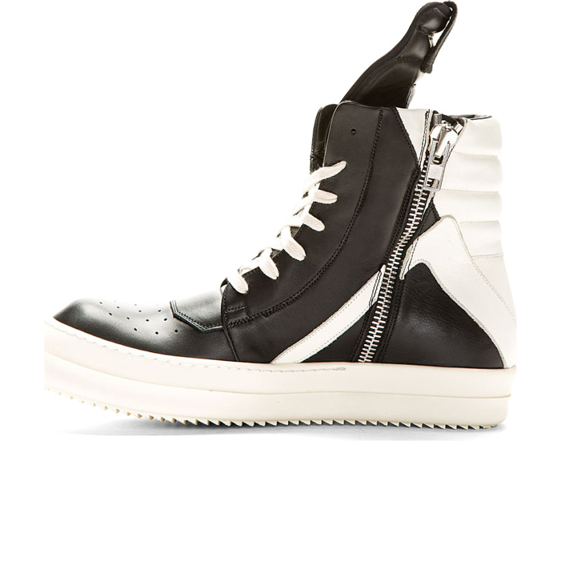 Rick Owens Black & Ivory Geobasket High Top Sneakers