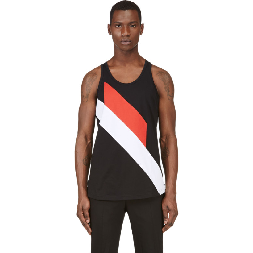 Givenchy Black Angled Stripe Racerback Tank Top