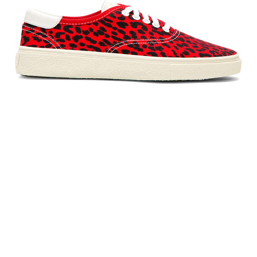 Saint Laurent Red Babycat Lace Up Sneakers