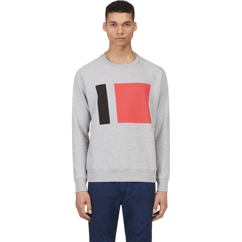 Closed Heather Grey Block Graphic Sweater