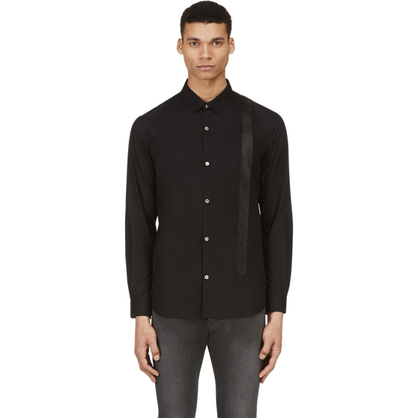 Undercover Black Leather Appliqué Shirt