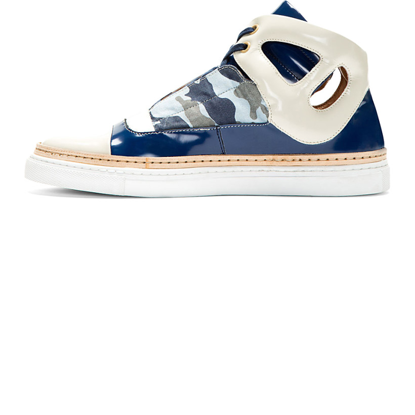 Giuliano Fujiwara Navy Camo Paneled Cut Out Sneakers