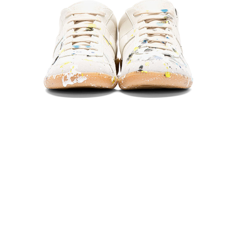 Maison Martin Margiela Light Grey Paint Splatter Replica Sneakers