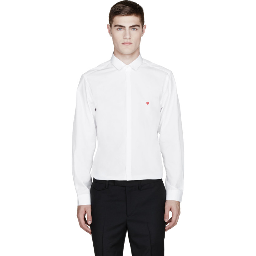 Neil Barrett White Heart Print Shirt