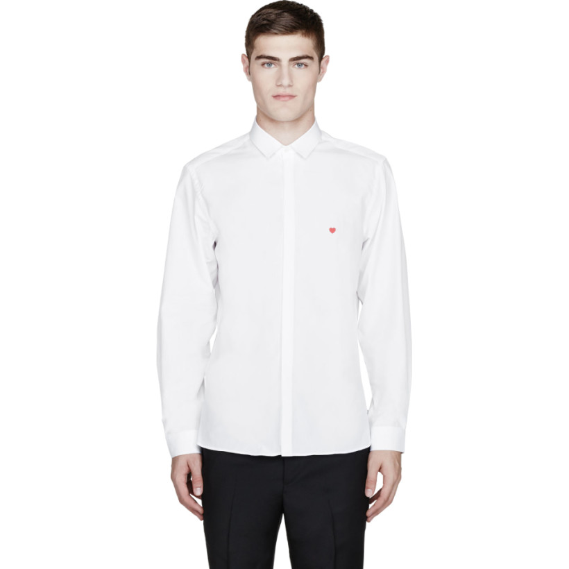 Neil Barrett White Heart Print Shirt