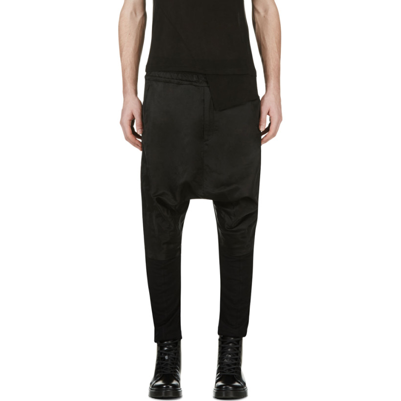 Julius Black Drop Crotch Layered Leggings