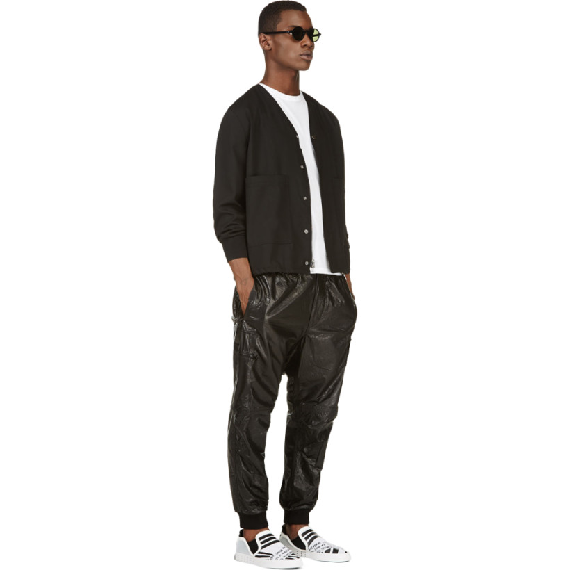 Black Glossy Sarouel Cargo Pants