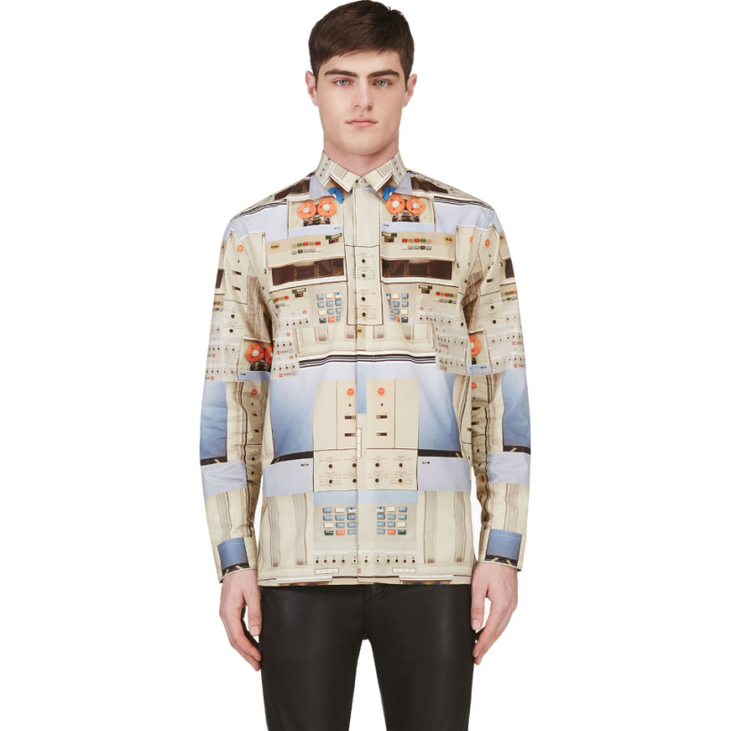 Givenchy Beige Vintage Computer Print Shirt