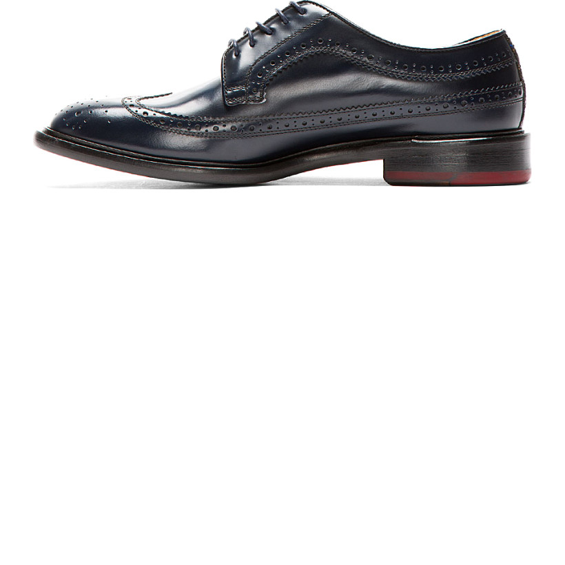 Paul Smith Deep Navy Brushed Leather Lincoln Longwing Brogues