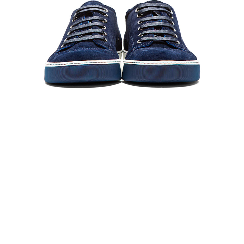 Lanvin Navy Suede Classic Tennis Sneakers