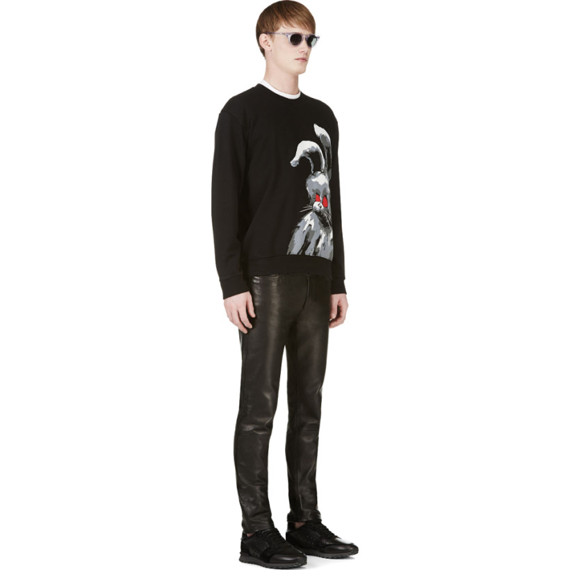 McQ Alexander Mcqueen Black Angry Bunny Printed Sweatshirt