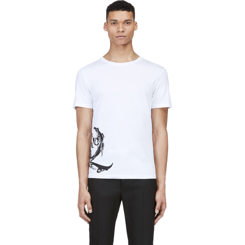 McQ Alexander Mcqueen White Painted Monogram T Shirt