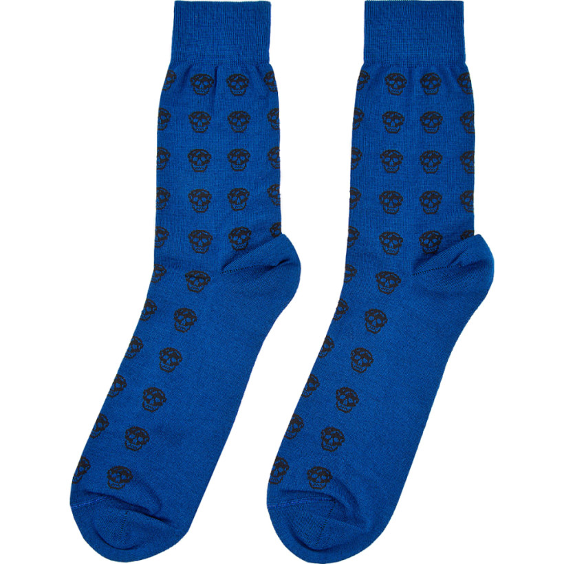 Alexander McQueen Royal Blue & Black Skull Socks