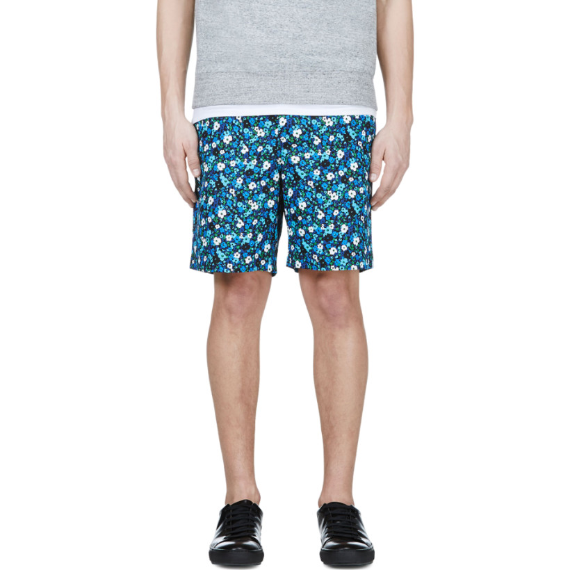 Sacai Blue Floral Print Shorts