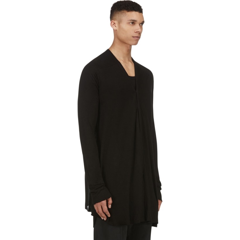 MA Julius Black Raw Edge Cardigan