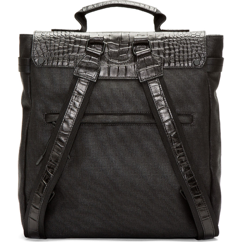 McQ Alexander Mcqueen Black Croc Embossed Accent Backpack