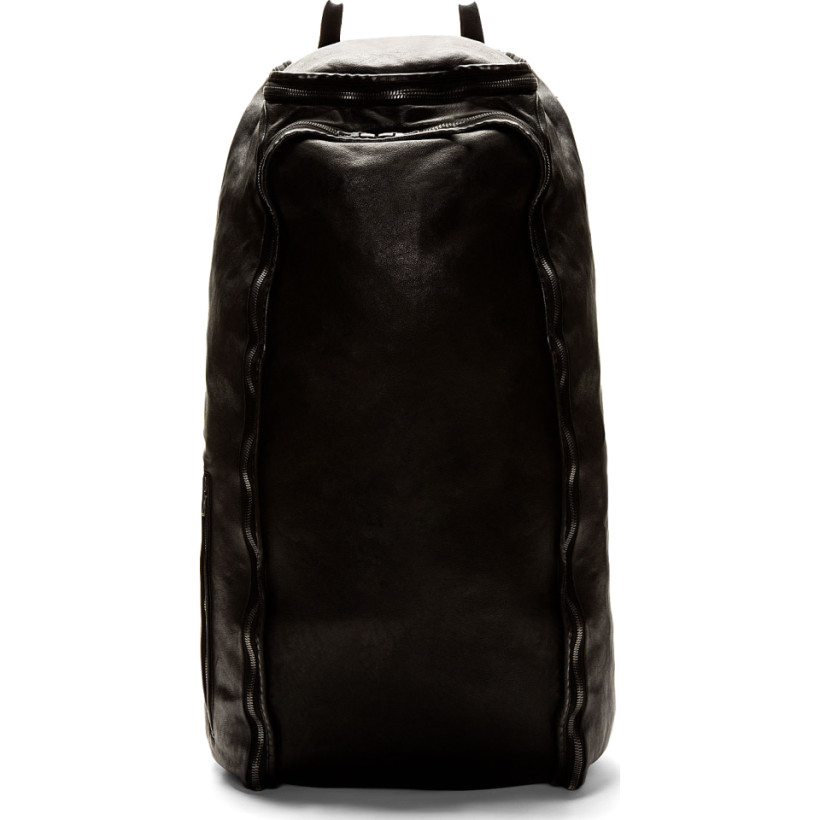 Julius Black Washed Leather Backpack