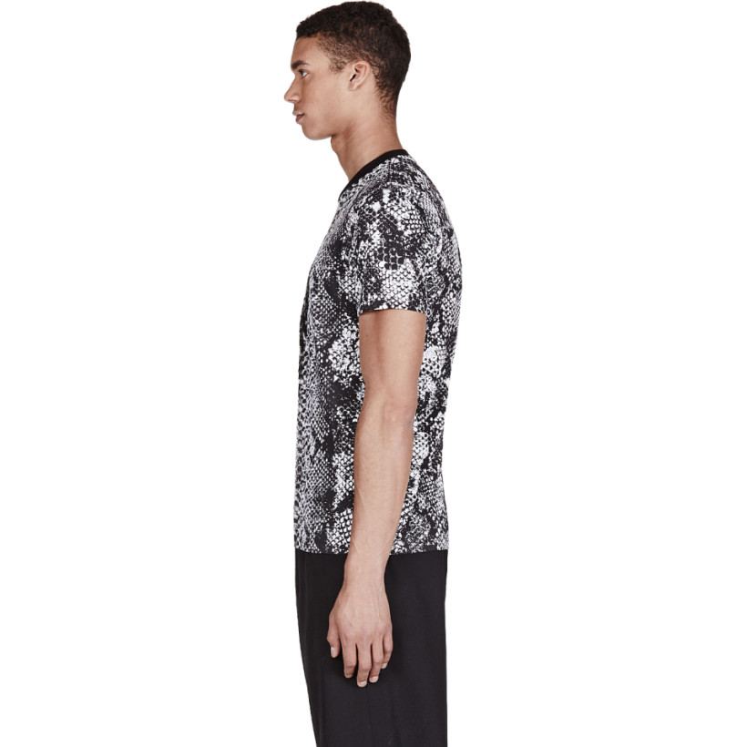 Markus Lupfer Black & White Python Sequin Skull T Shirt