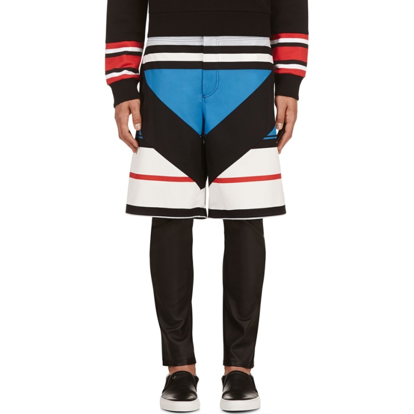 Givenchy Blue & Black Striped Shorts