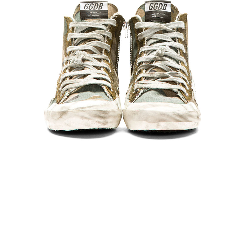 Golden Goose Green Camouflage Francy High Top Sneakers