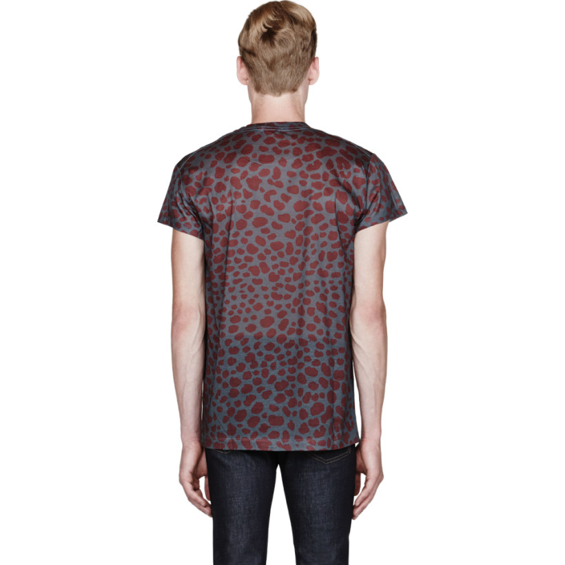 Acne Studios Burgundy Animal Print T Shirt