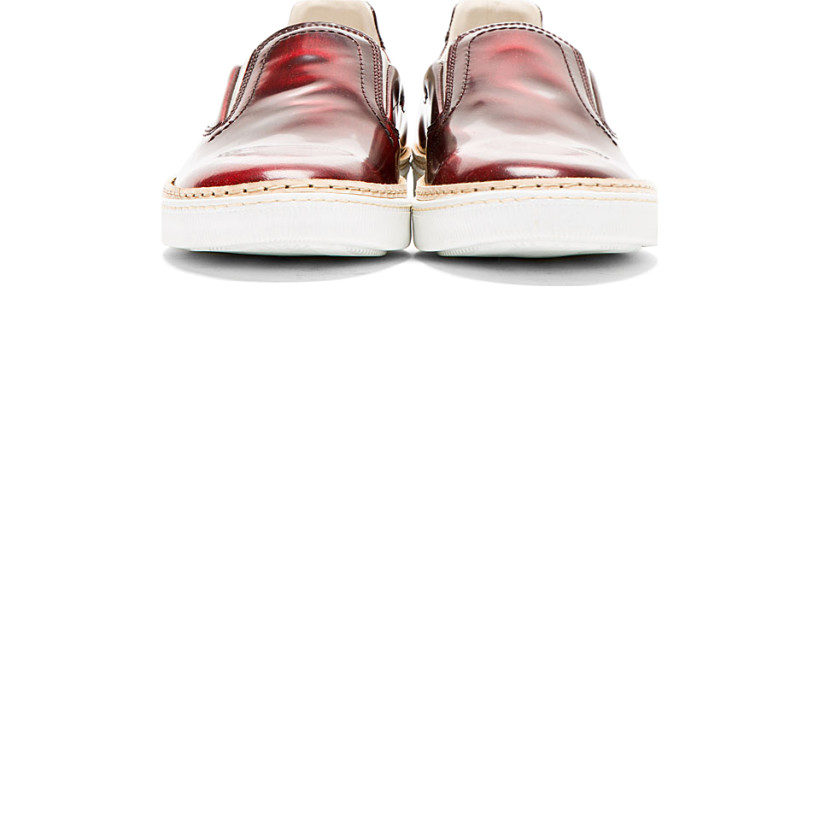 Maison Martin Margiela Oxblood Leather Slip On Shoes