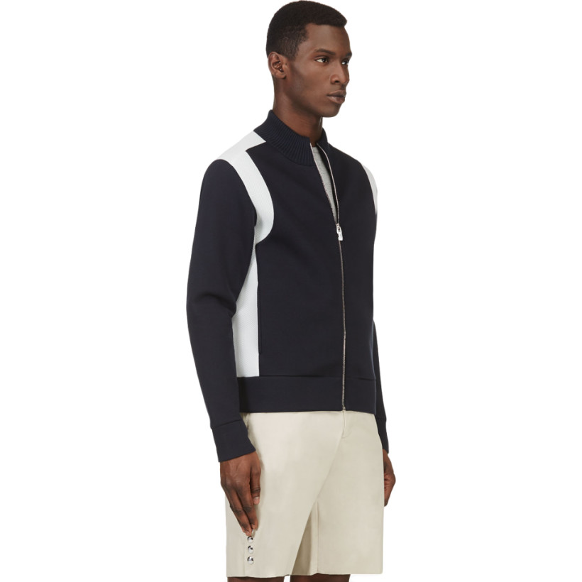 Moncler Gamme Bleu Navy Cotton & Neoprene Zip Up