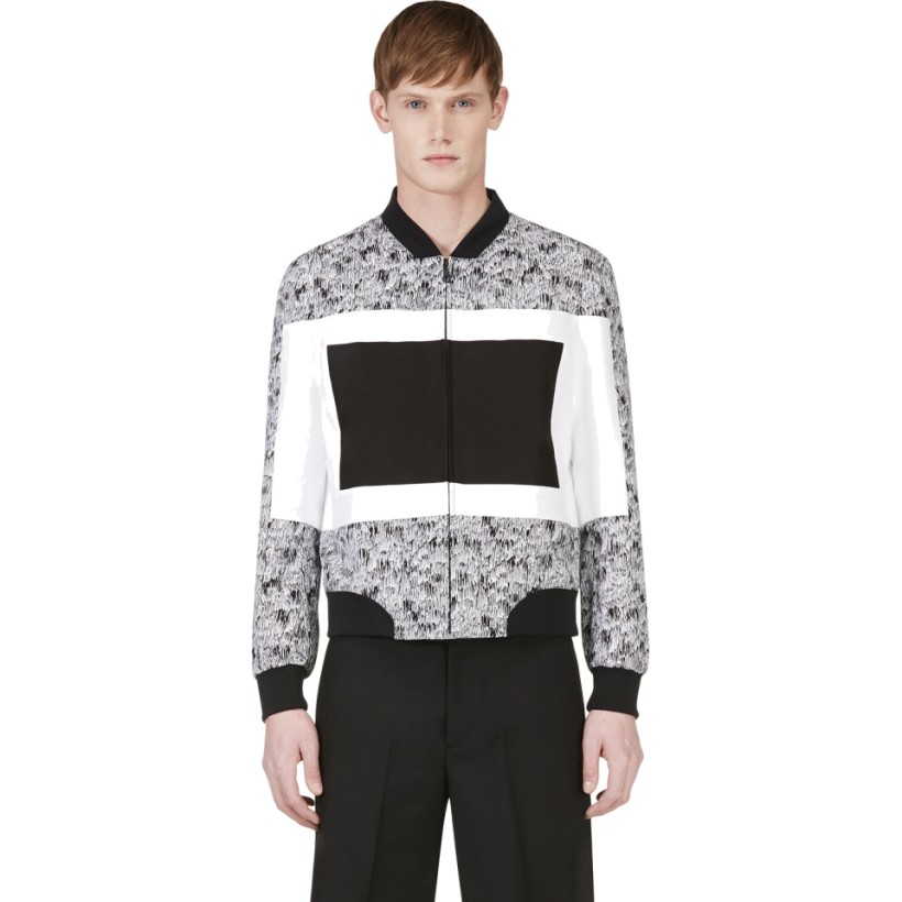 Kenzo Black and White Framed High Wave Bomber Jacket