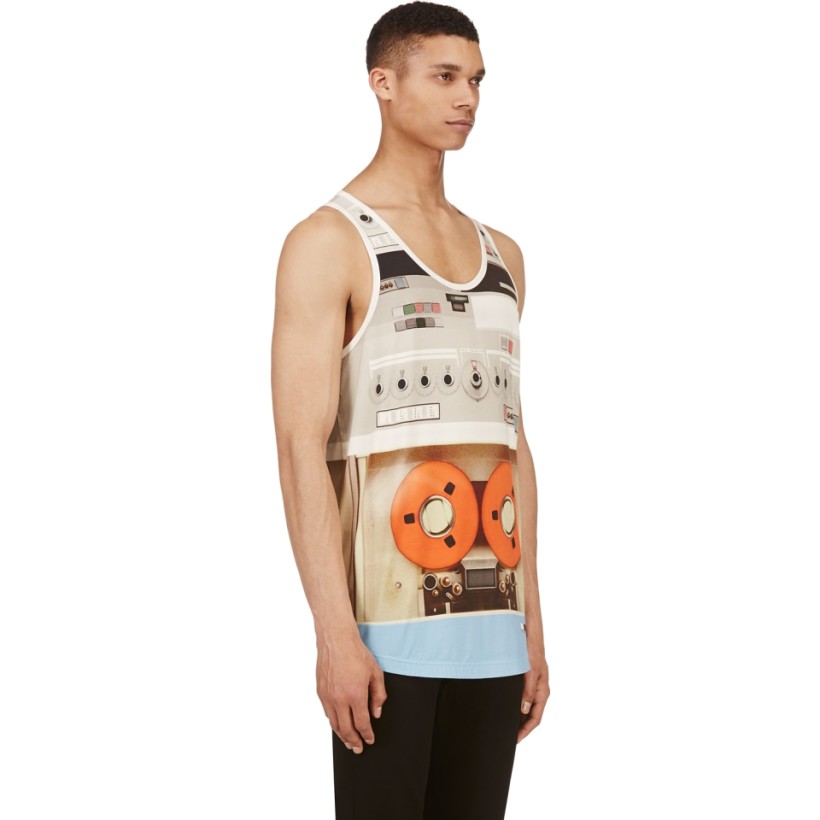 Givenchy Grey Jersey Vintage Tech Print Tank Top