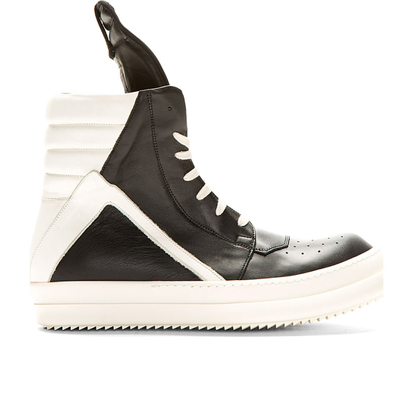 Rick Owens Black & Ivory Geobasket High Top Sneakers