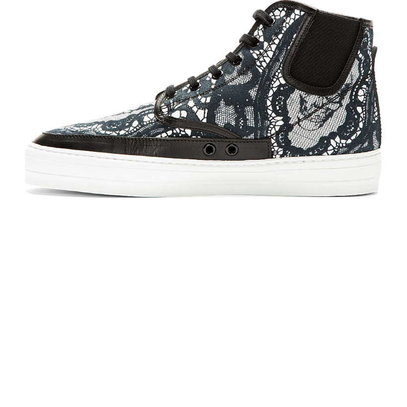 Alexander McQueen Black Skull & Lace High Top Sneakers