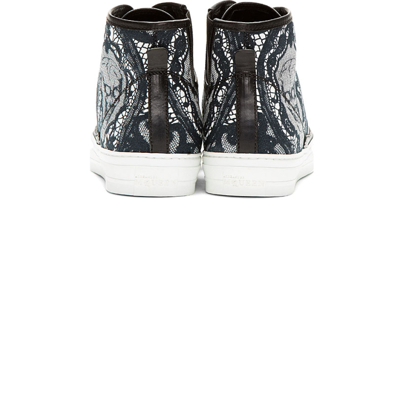 Alexander McQueen Black Skull & Lace High Top Sneakers