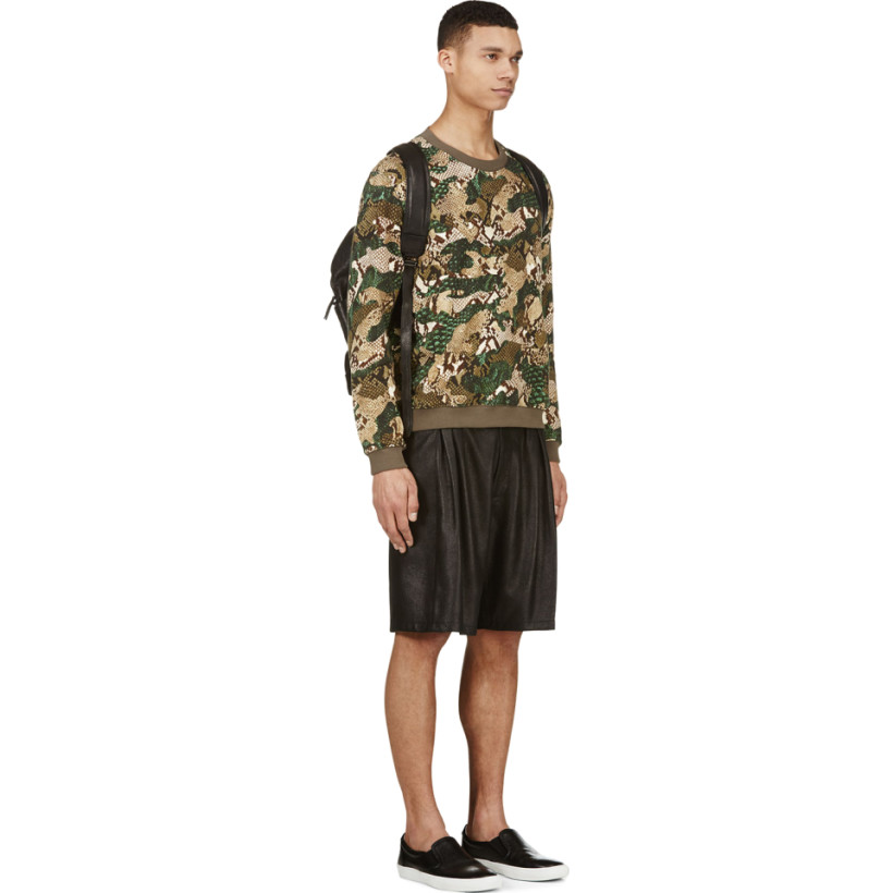 MSGM Green Python Camo Print Sweater