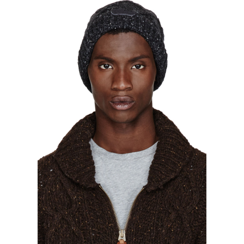 Diesel Charcoal Knit Triangolo Wool Hat