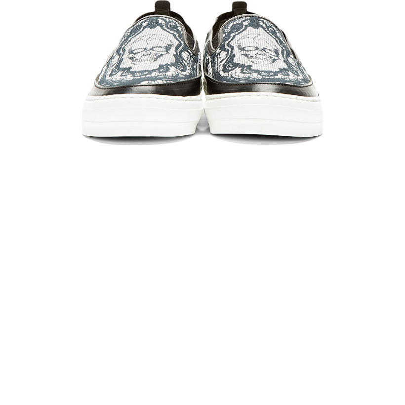 Alexander McQueen Black Skull & Lace Slip On Shoes